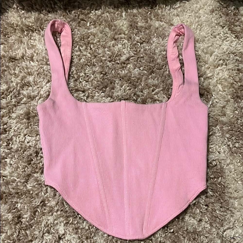 Pink Ribbed Women's Top